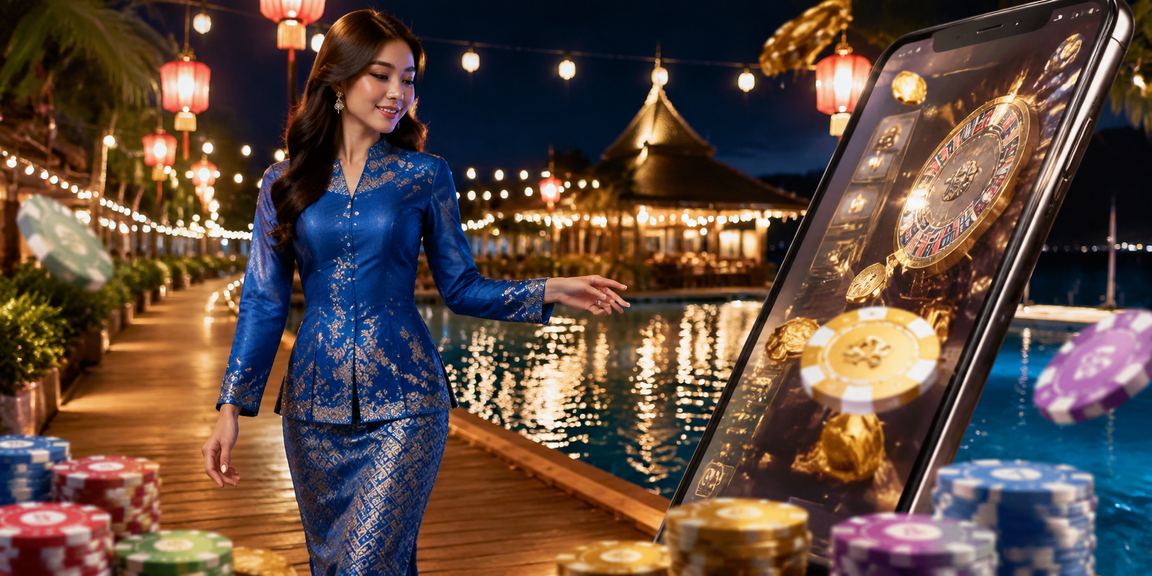 mywin77 casino app users from Terengganu dressed in traditional shirt enjoy mobile lottery